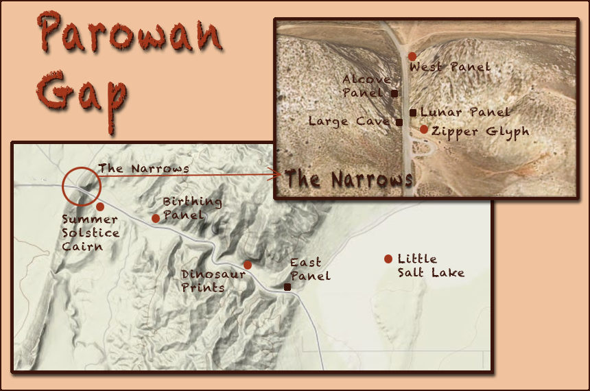 Map of Parowan Gap and Narrows